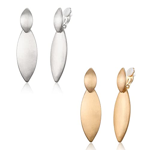 FANZE 2-3 Pairs Clip on Earrings Drop Earrings Set,Big Matte Gold Earrings Statement Earrings Jewelry Gift for Women - color: Set-5