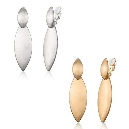 FANZE 2-3 Pairs Clip on Earrings Drop Earrings Set,Big Matte Gold Earrings Statement Earrings Jewelry Gift for Women - color: Set-5