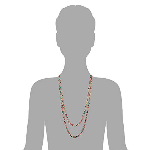COOLSTEELANDBEYOND Colorful Wood Beads Long Chains Necklace, Multi-Strand, Dress Party Event Prom