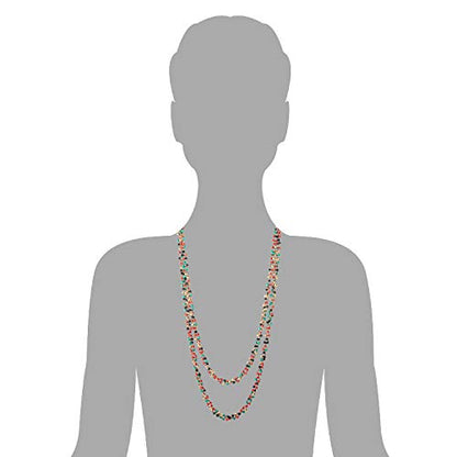 COOLSTEELANDBEYOND Colorful Wood Beads Long Chains Necklace, Multi-Strand, Dress Party Event Prom