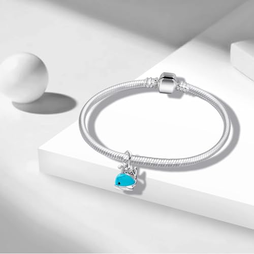 Charms Beads 925 Sterling Silver Animal Heart Flower Friend Dangle Pendant with 5A Cubic fits for Charms Bracelets for Woman Valentine's Day Mother's Day Christmas Graduation Birthday Gift - style: D27-Blue Whale