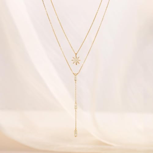CHESKY Long Necklace for Women, 14k Gold Plated/Streling Silver Lariat Y Necklaces - style: y necklace 08