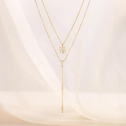 CHESKY Long Necklace for Women, 14k Gold Plated/Streling Silver Lariat Y Necklaces - style: y necklace 08