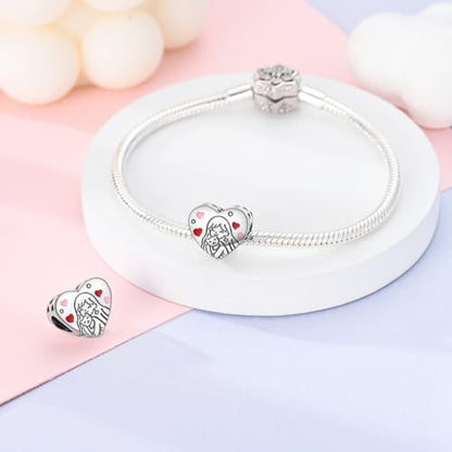 CYCUFF 925 Sterling Silver Charms Suitable for Bracelet Pendants Beads, Charm Necklaces Jewellery Gift for Women - color: Girl & Cat Beads