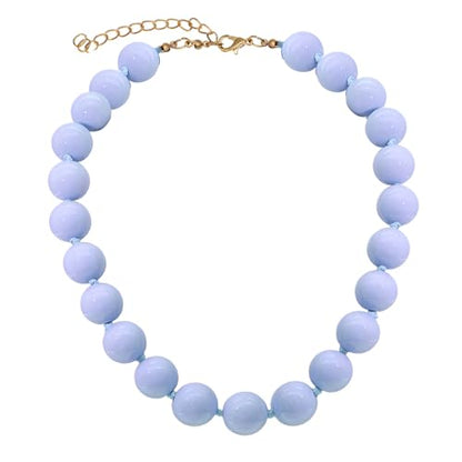 JNF Chunky Beaded Necklaces Women Large Big Ball Bead Choker Necklace Bold Statement Beads jewelry Gift - color: light blue