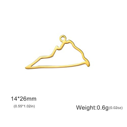kkjoy 5Pcs Hollow Continents Maps of USA Pendant Charms for Jewelry Making and Crafting, Stainless Steel Mini Charm Craft Supplies Accessories for DIY Bracelet Necklace Earrings - color: Hollow Virginia Map - Gold