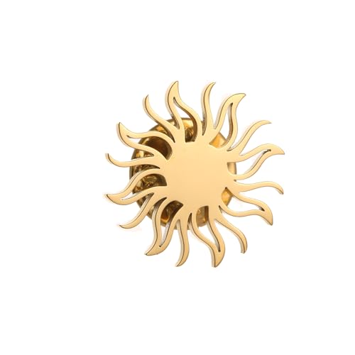 Stainless Steel Solar Apollo Sun Brooch for Mens Lapel Pins - color: gold 2