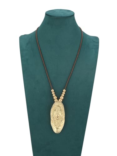 Bohemian Necklaces for Women Long Leather Necklace with Large Pendant Chunky Boho Hippie Jewelry Pendant Chocker Necklace - style: Bohemian Leather Necklace