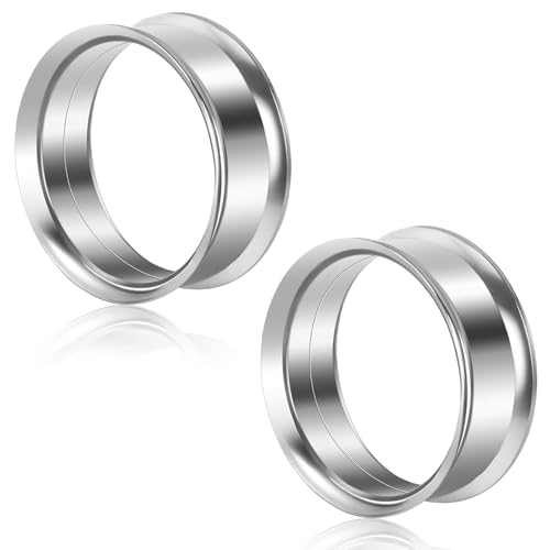 12G-50mm Double Flared Gauges for Ears 316L Surgical Steel Internally Threaded Screw Fit Tunnels Plugs Earrings Mirror Finish Hollow Ear Gauges for Women Men Silver Black Gold Tone - color: Silver, size: 1 Pair：30mm = 1 3/16 inch