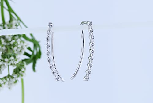 Dazzlingrock Women Crawler Curved Climber Earrings | 0.05 Ctw | Round White Natural Diamond | 18K Real Solid Gold