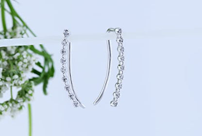 Dazzlingrock Women Crawler Curved Climber Earrings | 0.05 Ctw | Round White Natural Diamond | 18K Real Solid Gold