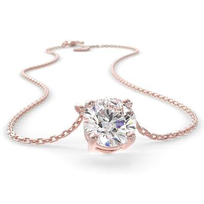 SERASAR Solitaire Necklace Women Rose Gold Stainless Steel Chain Birthday - color: Rosegold, style: Zirconia