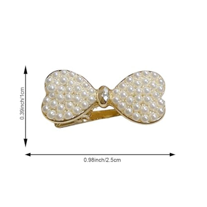 10PCS Cute Bow Hair Clips for Women Girls,Pearl & Rhinestone Bow Barrettes, Sweet Heart Shape Hair Pins,Sparkly Glitter Hair Accessories for Wedding Party Daily Wear