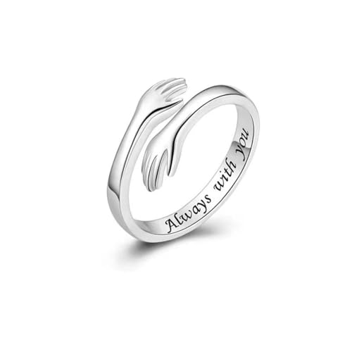 Granddaughter Daughter Hug Ring For Hope Rings, Stainless Steel Inspirational Jewelry Engraved Always With You Love You Forever Message Adjustable Non Tarnish Jewelry Birthday Gift Card - color: Always with you(Daughter)