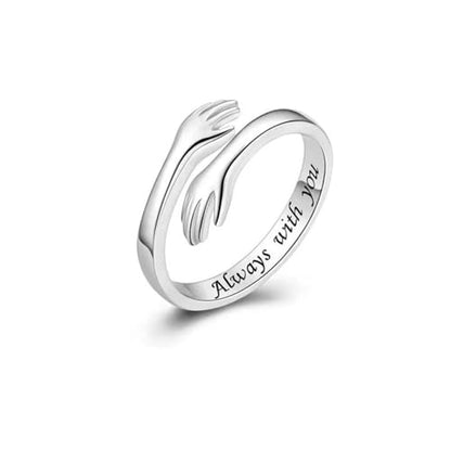 Granddaughter Daughter Hug Ring For Hope Rings, Stainless Steel Inspirational Jewelry Engraved Always With You Love You Forever Message Adjustable Non Tarnish Jewelry Birthday Gift Card - color: Silver