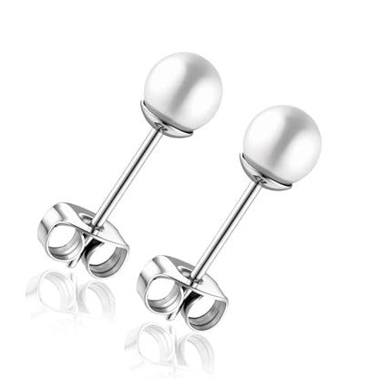 Titanium Ball Earrings Hypoallergenic Studs for Women Men Sensitive Ears Black 3mm 4mm 5mm Titanium Backs - style: 5mm pearl