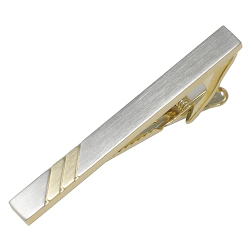 Classic Silver And Gold Bi-tone Plating Tie Clips With Gift Box Men Fashion Tie bar - style: Stripe