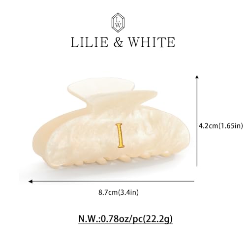 LILIE&WHITE Acrylic Letter Hair Clips For Women Stylish I Initial Hair Claw | Alphabet Hair Clip Fashion Glitter Monogram Claw Clip Elegant And Durable Hair Accessory Large Hair Clips I - color: HC22539I