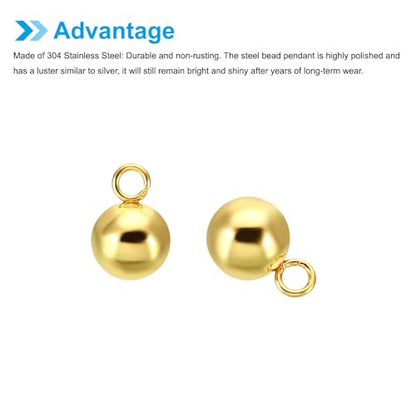 PATIKIL 50pcs Steel Bead Charm, Stainless Steel Ball Bracelet Charm Pendants Metal Round Beads Small Bulk for Jewelry Making - color: Gold Tone, size: 6mm
