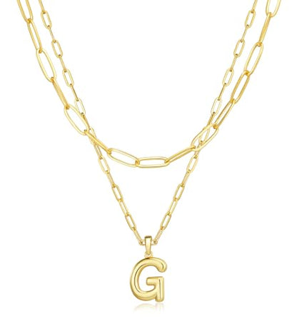 adoyi Dainty Heart Initial Necklaces 14K Gold Plated Layered Letter A-Z Pendant Necklace Stack Trendy Jewelry Birthday Valentines Gifts for Women Jewelry - color: Gold-Letter, style: G
