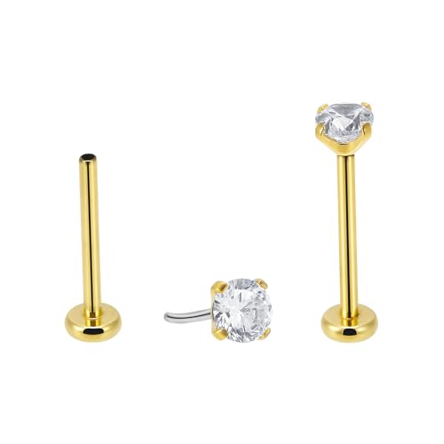 20g/18g/16g Titanium Press Fit Threadless Push in Labret Stud