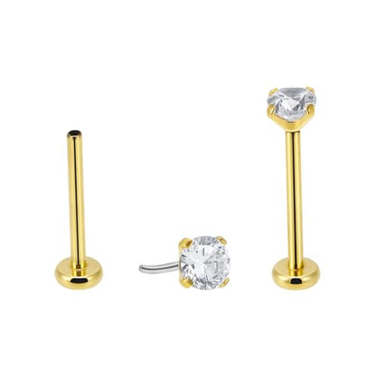 20g/18g/16g Titanium Press Fit Threadless Push in Labret Stud