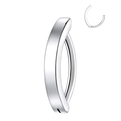 Clicker Belly Button Ring Hoop Belly Button Ring 14G Navel Ring | Surgical stainless steel hinged belly button ring for belly button piercing, navel body jewelry for women and men - color: Silver