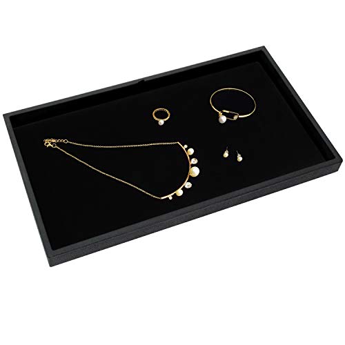 MOOCA 6-Piece Black Velvet Jewelry Display Tray Insert Pad. | 6 Pcs Set Jewelry Display Tray Pad Jewelry Display Tray Insert Accessory for Jewelries, 14 W x 7 1/2 D in, Black Velvet