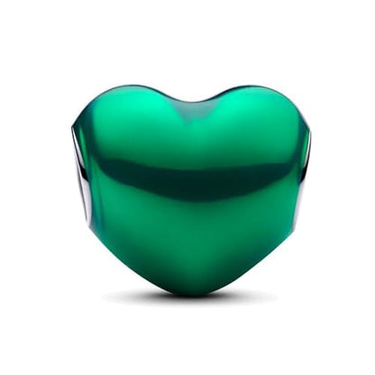 S925 Sterling Silver Enamel Colorful Heart Charm Fit Bracelets Necklaces | Black Pink Blue Green Red Enamel Heart Charms DIY Fashion Holiday Jewelry Gift Valentines Day & Anniversary for Women - color: Silver-1494