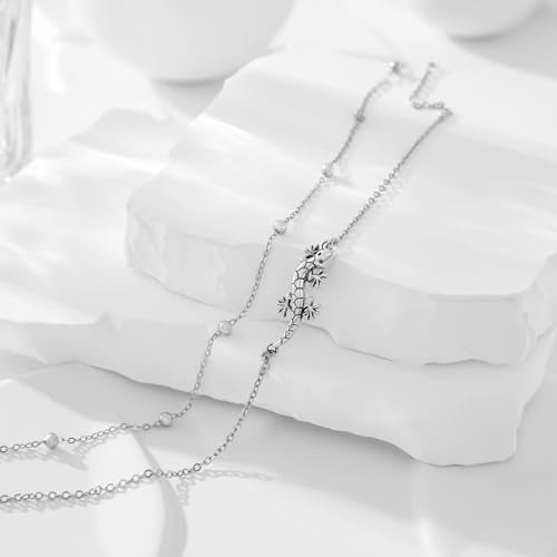 CHIC & ARTSY 925 Sterling Silver Ankle Bracelets for Women, Adjustable Layered Foot Chains with Nature & Symbol Charms, Lightweight Comfort Fit Boho Beach Everyday Jewelry - color: 2# Geckos Anklet