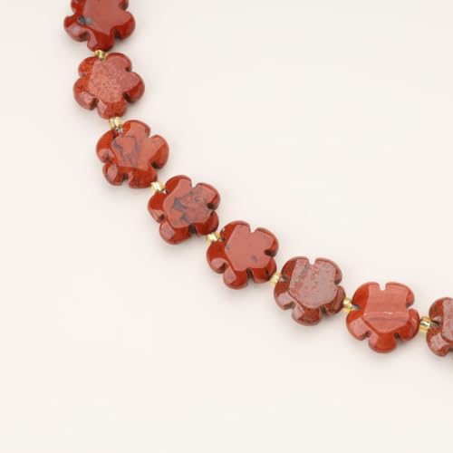 COAI Chunky Colorful Necklace for Women, Summer Beach Jewelry Crystal Flower Necklace for Women, Multi-Gemstones Sodalite Red Jasper Chunky Choker - style: Red Jasper Necklace