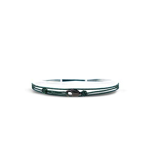 Made by Nami Surfer Anklet with Snap Hook Clasp Waterproof & Adjustable Thin String Ankle Bracelets for Women and Men Handmade Jewelry for Beach and Music Festival Accessories - color: Emerald Green Black