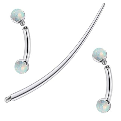F136 Titanium 16g 6/8/10mm Opal Eyebrow/Rook/Snug/Vertical-Labret/VCH/Snake-Eyes/Anti-Tragus/Christina/Daith/Belly-Button/Bridge/Hood/Surface Curved Barbell Piercing Jewelry for Women Men - color: White, size: 6mm=1/4in