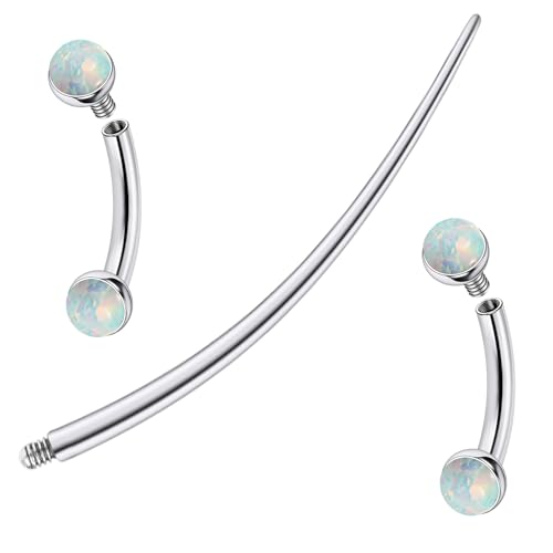F136 Titanium 16g 6/8/10mm Opal Eyebrow/Rook/Snug/Vertical-Labret/VCH/Snake-Eyes/Anti-Tragus/Christina/Daith/Belly-Button/Bridge/Hood/Surface Curved Barbell Piercing Jewelry for Women Men - color: White, size: 6mm=1/4in