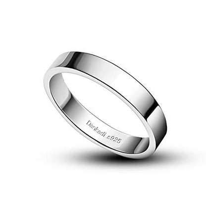 Dankadi Simple Fashion S925 Sterling Silver Ring Smooth Plain Dome Comfort Solid Silver Wedding Ring For Men & Women 3.5 mm 3-13# 24k Real Gold Plated Jewelry - color: classic style