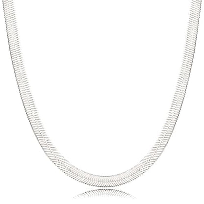 DEARMAY 14K Gold Plated Herringbone Necklaces for Women, Dainty Gold Snake Choker Chain Non Tarnish Trendy Simple Thin & Chunky Options Neckalce 1.5/3/5/6/8mm Chain Jewelry for Gifts - color: SL-3MM 14" Herringbone Necklace