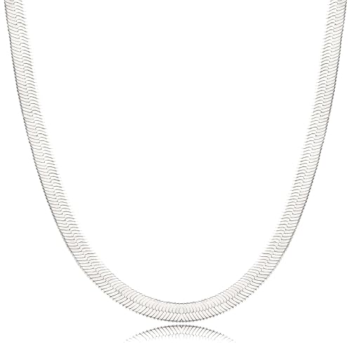DEARMAY 14K Gold Plated Herringbone Necklaces for Women, Dainty Gold Snake Choker Chain Non Tarnish Trendy Simple Thin & Chunky Options Neckalce 1.5/3/5/6/8mm Chain Jewelry for Gifts - color: SL-3MM 14" Herringbone Necklace