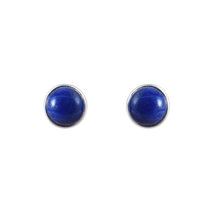 5 MM Natural Gemstone 925 Sterling Silver Hypoallergenic Studs Earrings Jewelry for Women Dainty Trendy Antiqued Silver Birthstone Earrings Jewelry Gifts for Women and Her - color: Lapis Lazuli