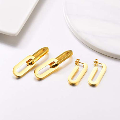 PROSTEEL Stainless Steel Huggie Hoop Earrings for Mens Gold/Black/Silver | Skull/Infinity Pattern, Spike/Cuban Links 4 Design Options Hypoallergenic Lightweight Earring Hip Hop Punk Gothic Jewelry - style: 13-Link Dangle-Gold