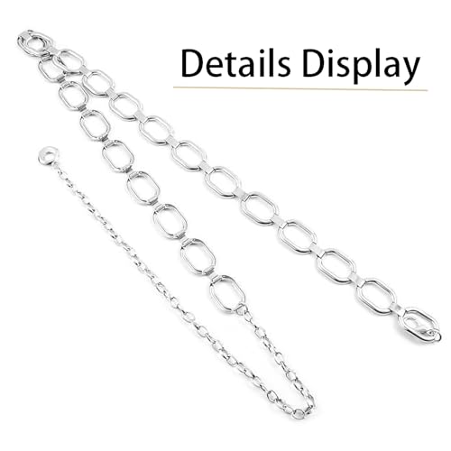 Eohak O-Ring Metal Waist Chain for Women Adjustable Metal Waist Belt Belly Link for Jeans Dress - color: Silver-oval