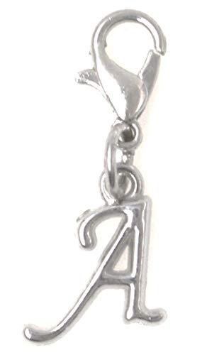 Initial Italic Cursive Stainless Steel Clasp Clip on Charm Graduation Cap Tassel Event Party Invitation Card Baby Shower Birthday Thank You Celebration Personalized Congratulations Choice of 26 Letters - style: Letter A