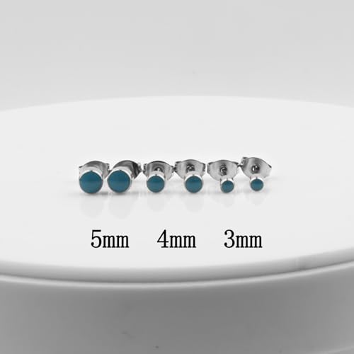 12 Pairs Ear Piercing Stud Earrings for Ear Piercing Guns, Surgical Stainless Steel Multicolor Round Heart Star Cubic Zirconia Birthstone Stud Earrings Set - style: Silver enamel 5mm