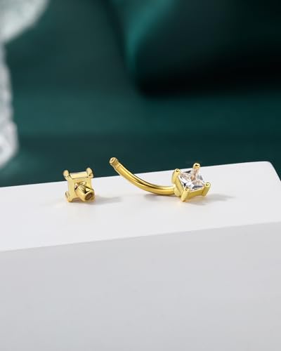 COCHARM Minimalist Rook Earrings 16G Rook Piercing Jewelry Stainless Steel Eyebrow Rings for Women Men Dainty Lobe Earrings 6/8MM - color: YG-6MM
