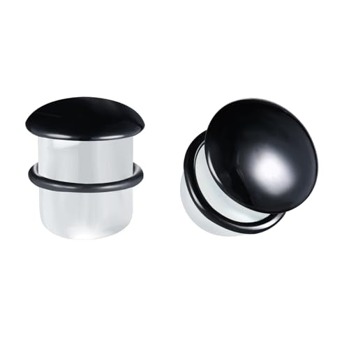1 Pair Glass Ear Stretching Kit Single Flare Gauges for Ears Plugs 8G-1” | Earring Expander Stretcher Piercing Body Jewelry with Rubber Rings - color: Black, size: 5mm