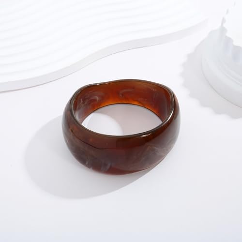Chunky Acrylic Bangles Bracelets For Women Geometric Acrylic Resin Acetate Mottled Wide Bangle Bracelet Statement Colorful Bangles for Party - color: 02-thick bangle
