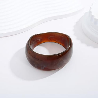 Chunky Acrylic Bangles Bracelets For Women Geometric Acrylic Resin Acetate Mottled Wide Bangle Bracelet Statement Colorful Bangles for Party - color: 02-thick bangle