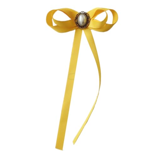 FASELE JKQBUX Women's Brooch Pin pearl Jk preppy style Pre Neck Tie Wedding Party Bow for Women Student Bow Tie accessory - color: Yellow