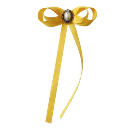 FASELE JKQBUX Women's Brooch Pin pearl Jk preppy style Pre Neck Tie Wedding Party Bow for Women Student Bow Tie accessory - color: Yellow