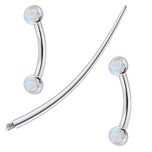 F136 Titanium 16g 6/8/10mm Eyebrow/Rook/Snug/Vertical-Labret/VCH/Snake-Eyes/Anti-Tragus/Christina/Daith/Belly-Button/Bridge/Hood/Surface Curved Barbell Piercing Jewelry for Women Men - color: AB, size: 8 mm (5/16 in)