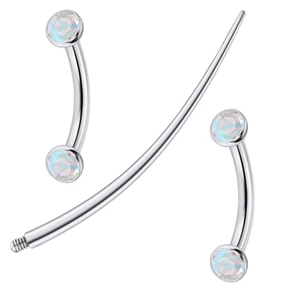 F136 Titanium 16g 6/8/10mm Eyebrow/Rook/Snug/Vertical-Labret/VCH/Snake-Eyes/Anti-Tragus/Christina/Daith/Belly-Button/Bridge/Hood/Surface Curved Barbell Piercing Jewelry for Women Men - color: AB, size: 8 mm (5/16 in)